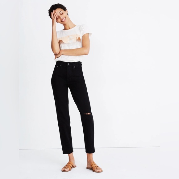 Madewell Perfect Vintage Jean Knee Slit Edition Size 32 In Stone Black NWT - Picture 1 of 8